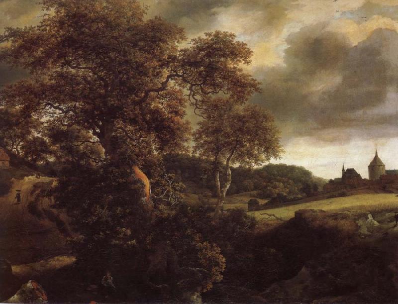 Jacob van Ruisdael Hilly Landscape with a great oak and a Grainfield